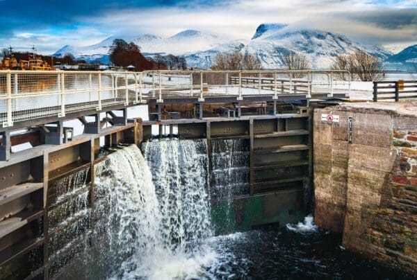 The Caledonian Canal lock gate at Corpach, Lochaber, Scotland. HC028