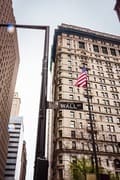 Wall Street sign on lamp-post in downtown Manhattan, New York City NY032