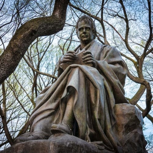 Statue of Sir Walter Scott in Central Park, New York City. NY022