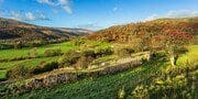 View west along Langstrothdale from its junction with Wharfeldale, Yorkshire Dales, England. EL010