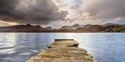 Concrete jetty on Derwent Water, near Keswick, Cumbria, England EL002