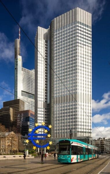 Commerzbank building and former European Central Bank (ECB) building in Frankfurt-am-Main, Germany. FF003