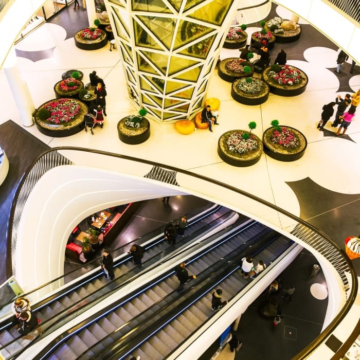 Interior detail of the MyZeil mall in Frankfurt am Main, Hesse, Germany. FF022