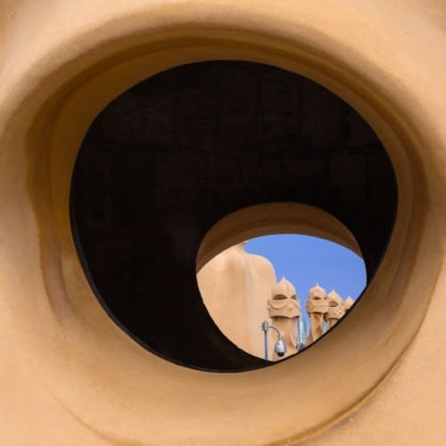 Chimneys on the roof of Casa Mila, Barcelona, Spain. BC003