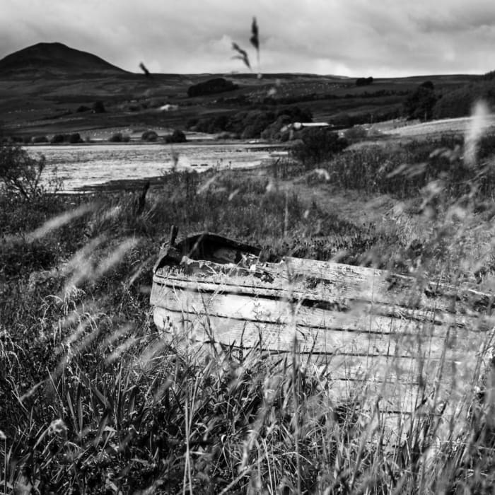 Abandoned boat at Ballo Reservoir, Fife, Scotland. SM011