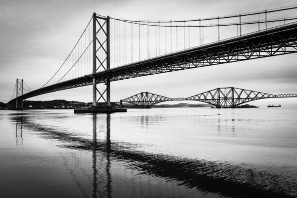 The Forth Road and Rail Bridges from Port Edgar, West Lothian, Scotland. SM061