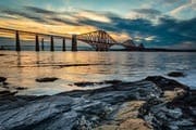 The Forth Bridges from near Dalmeny, West Lothian, Scotland, United Kingdom. FB006