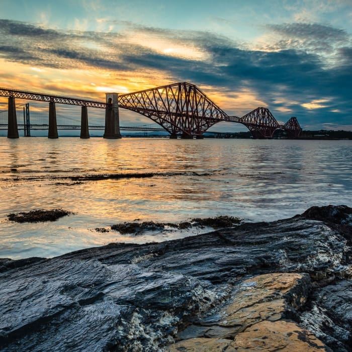 The Forth Bridges from near Dalmeny, West Lothian, Scotland, United Kingdom. FB006