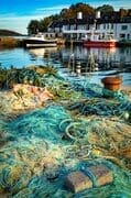 Piled nets and ropes, Roundstone harbour, Connemara, County Galway. IL005