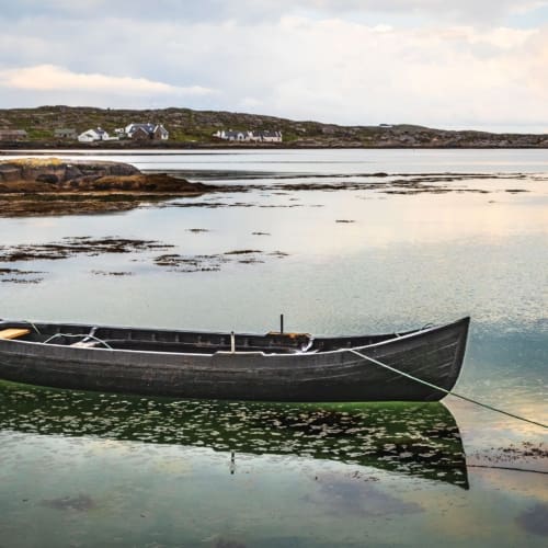 Moored Boat at Rossadillisk, Connemara, County Galway.