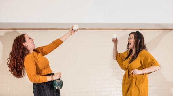 Lydia Davidson and Lori Flannigan of Fearless Players rehearsing for &#039;Armour: A Herstory of the Scottish Bard&#039;. FP008