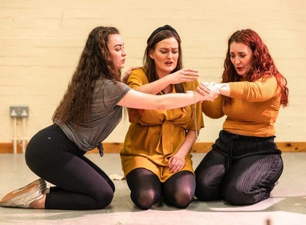 Lydia Davidson, Lori Flannigan and Nina Gray of Fearless Players rehearsing for &#039;Armour&#039;. FP009