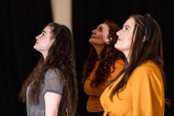 Lydia Davidson, Lori Flannigan and Nina Gray of Fearless Players rehearsing for &#039;Armour&#039;. FP010