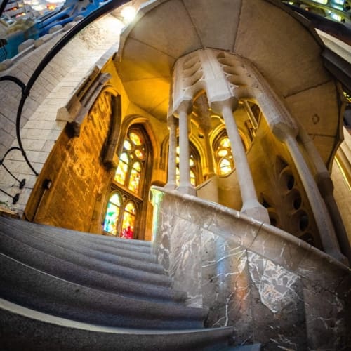 Spiral Stairway within the Basilica Sagrada Familia, Barcelona, Spain