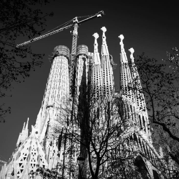 La Sagra Familia basilica from the west, Barcelona, Spain. BM006