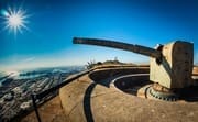 Fisheye view of a gun emplacement at the Castell Montjuic, Barcelona, Spain BC028