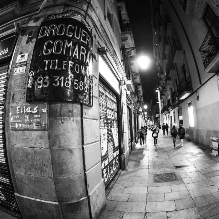 Drogueria Gomara sign, Carrer d&#039;Elisabets, Barcelona.