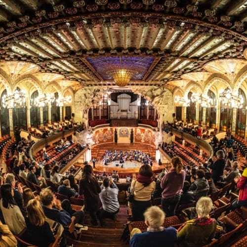 Fisheye View of the Interior of the Palau de la Musica, Barcelona.