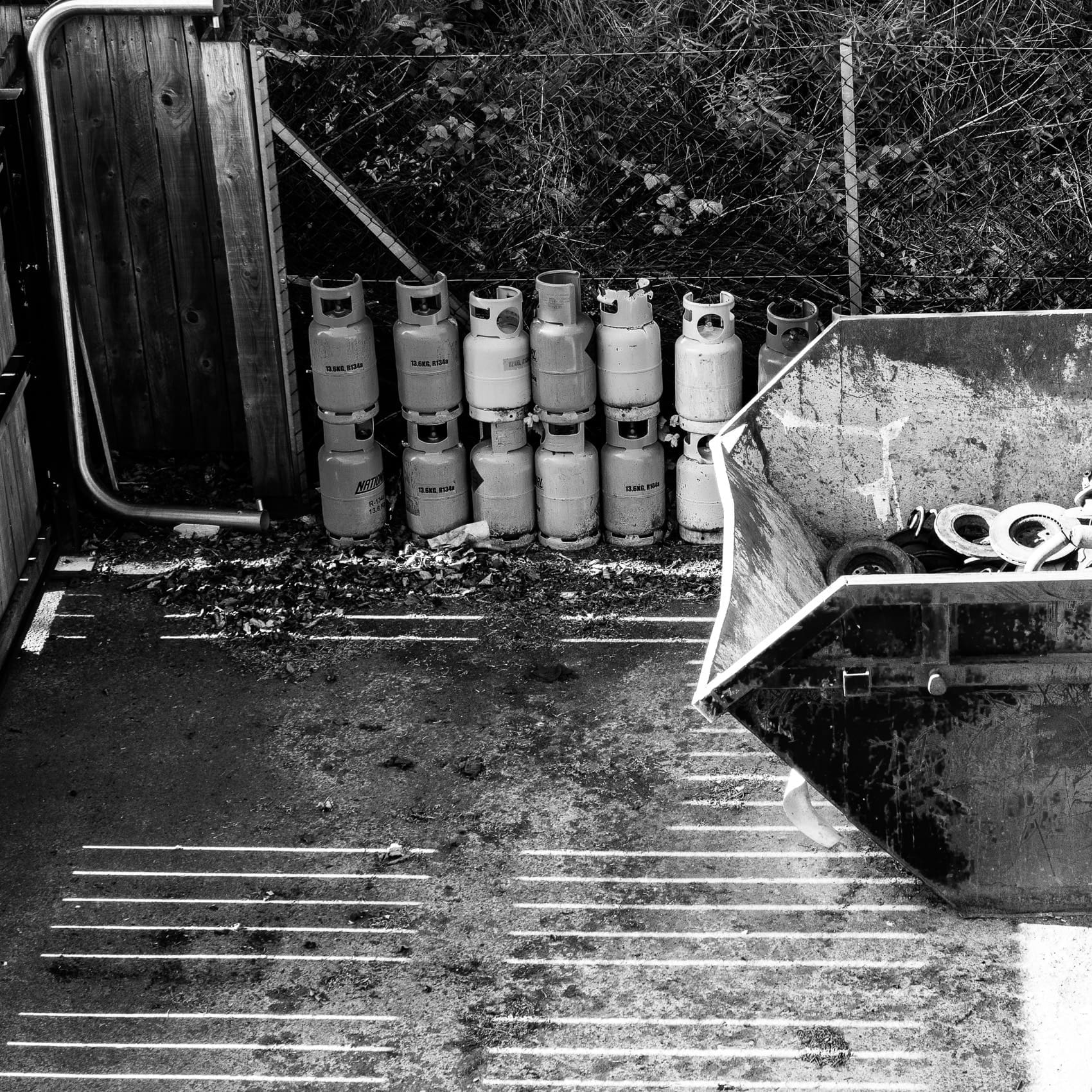 Waste collection area for garage, Dundee, Scotland