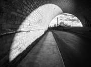 Fisheye view from under an arch of the Tay Railway Bridge, Wormit, Fife, Scotland. BS002