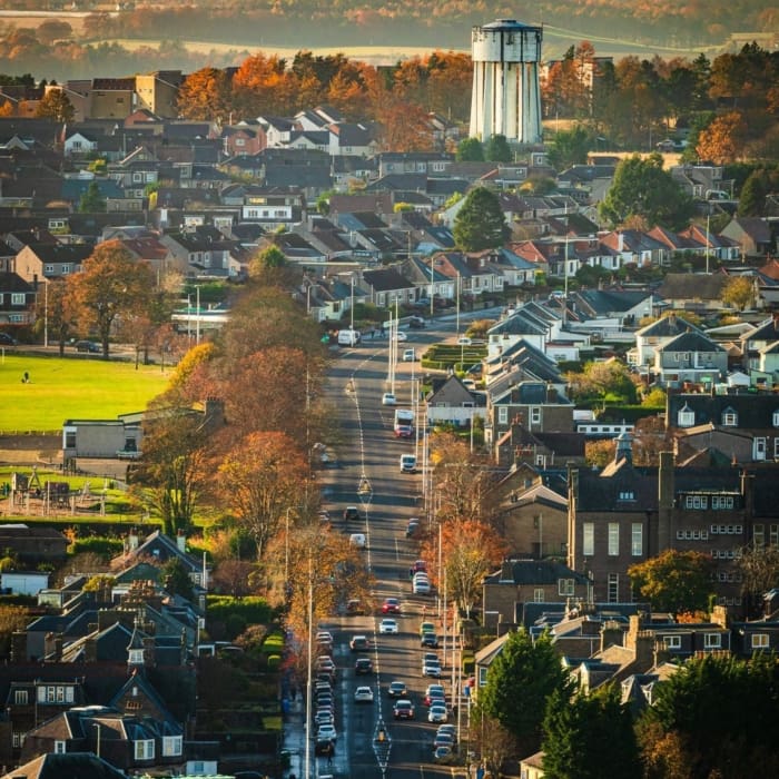 View of Menzieshill water tower.from Dundee Law, Dundee, Scotland.