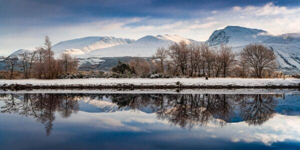 Ben Nevis and the Caledonian Canal at Banavie, Lochaber, Scotland. HC029