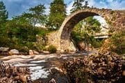 Old packhorse bridge at Carrbridge, Cairngorms National Park, Scotland. HC049