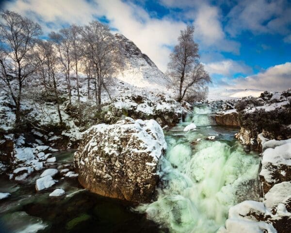 A frozen Coupall Falls, Glen Etive, Scotland. LR005