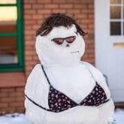 Mrs Snowman, relaxing outside her house on Taylor's Lane, Dundee, Scotland. DD124