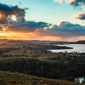 Sunset over Applecross and Loch Torridon, Wester Ross, Scotland. AP039