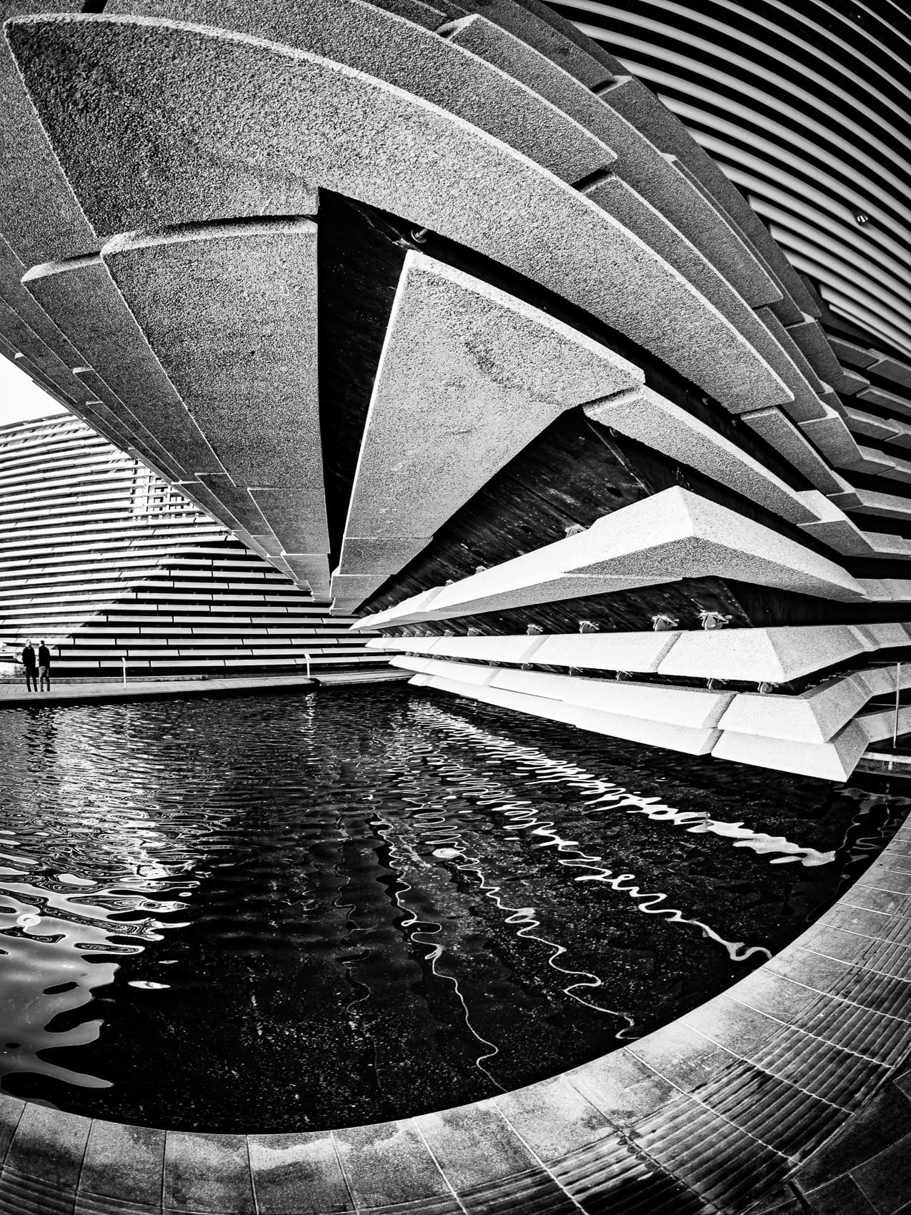 Fisheye view of the V&A Dundee building, Dundee, Scotland.