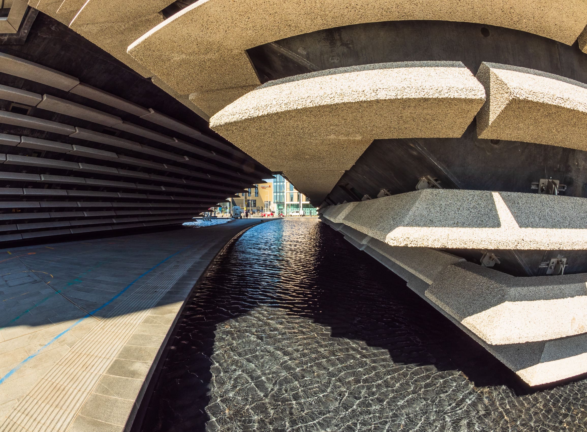 Fisheye view of the V&A Dundee building, Dundee, Scotland.