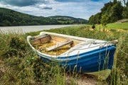 Landed boat by the River Blackwater at Ballynaclash Quay, County Waterford, Ireland. BW006