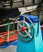 Wheel of a barge on the Barrow Navigation at St Mullin's (Tigh Moling), County Carlow, Ireland. BR004