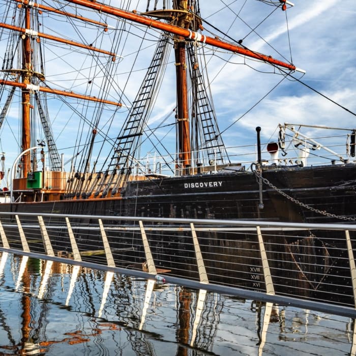 RRS Discovery and the Dundee V &amp; A, Dundee, Scotland.