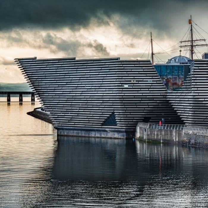 Dundee V &amp; A building at dusk, Dundee, Scotland