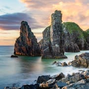 Sea stacks on Garry Beach, Isle of Lewis, Western Isles, Scotland. HB015