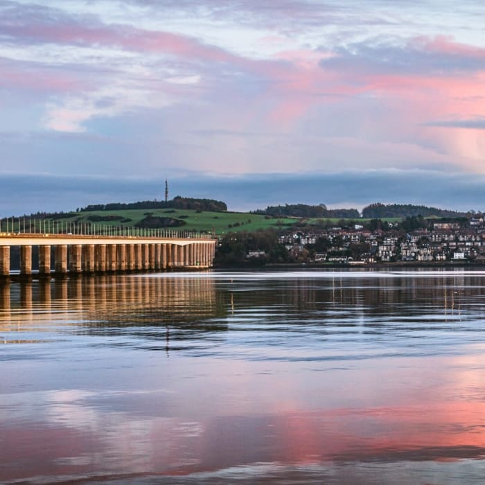 Sunset over the Tay, Dundee, Scotland.