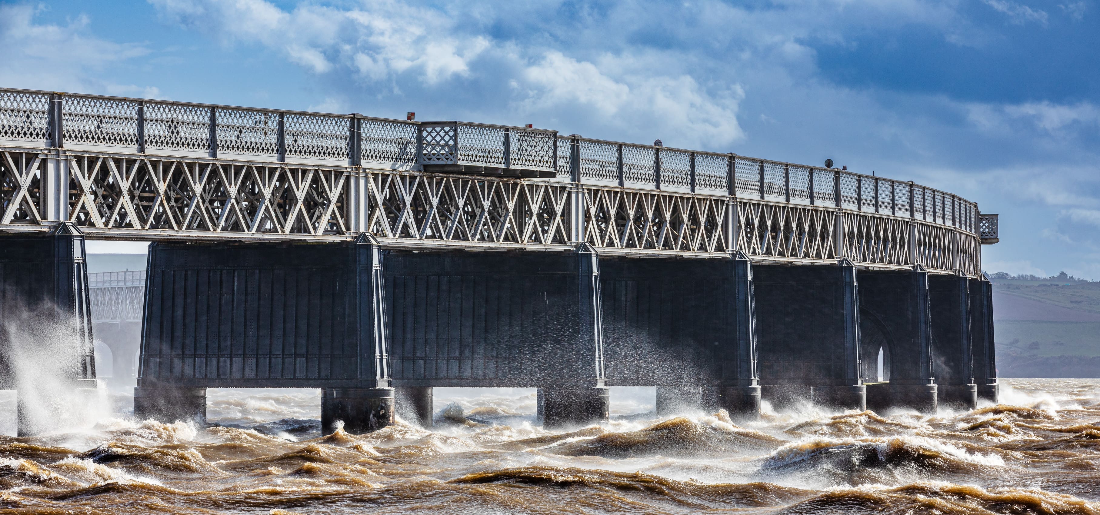 Stormy water by the Tay Railway Bridge, Dundee, Scotland