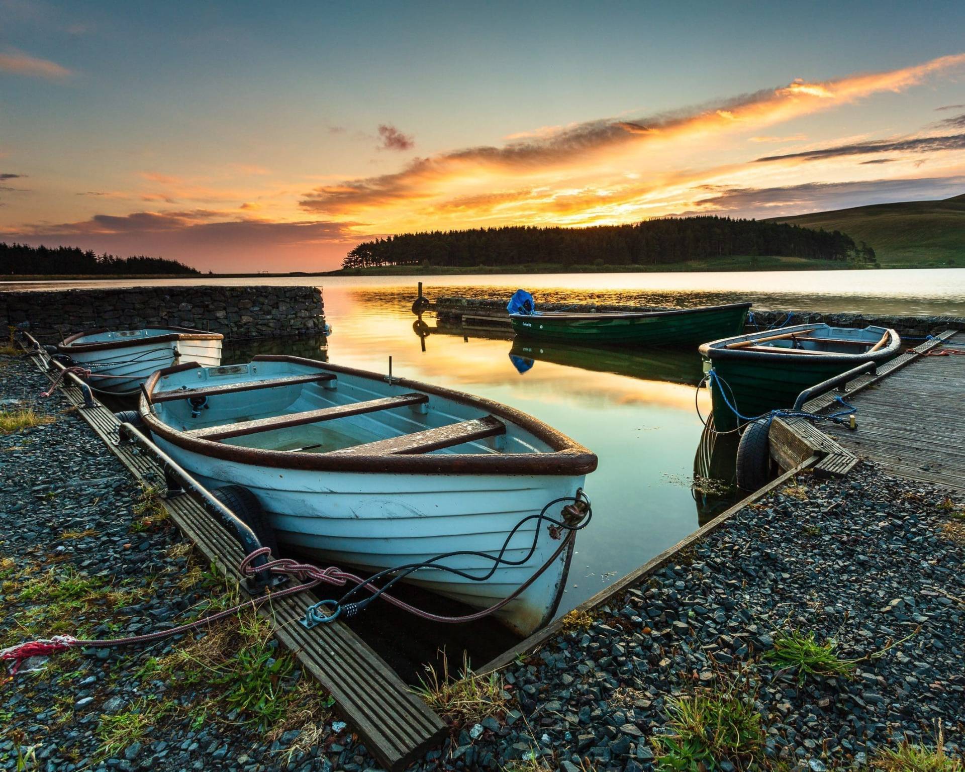 Harbour on Portmore Loch, Borders, Scotland.