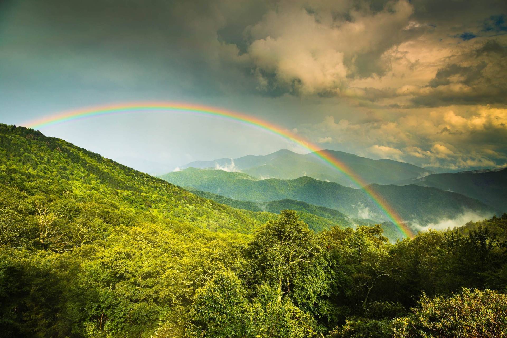 Rainbow over Buckeye Knob  from Green Knob Overlook, Blue Ridge Parkway, North Carolina, USA. NC006