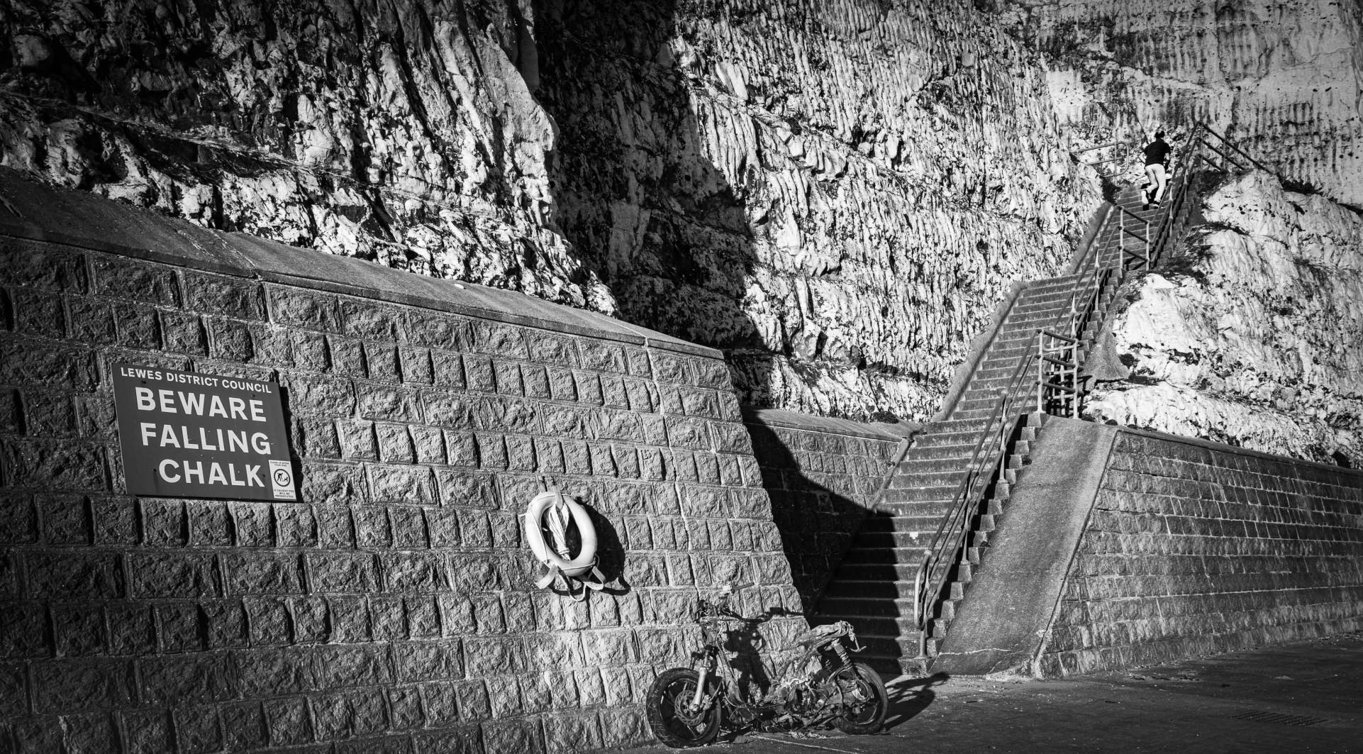 Sea wall and steps at Peacehaven, East Sussex, England.